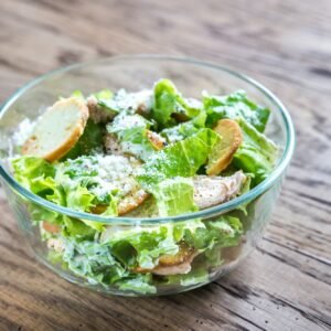Bowl of chicken Caesar salad