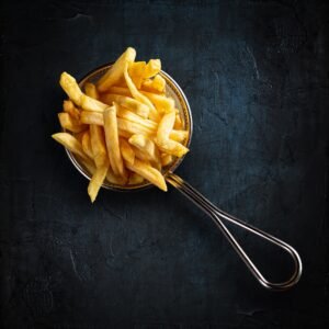 French fries in fancy metal basket